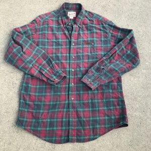 Woolrich Flannel Shirt Large Plaid 100% Cotton Men's Long Sleeve Button Down